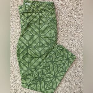 Gap geometric skinny khakis, cool print army green w/ deep yellow& white